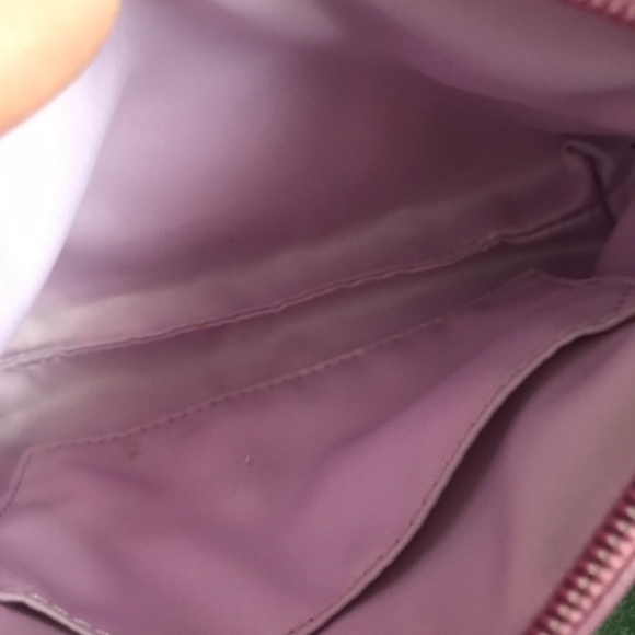 Coach Khaki/Pink Canvas Leather Signature C Corner Zip Pleated Wristlet - Picture 9 of 16